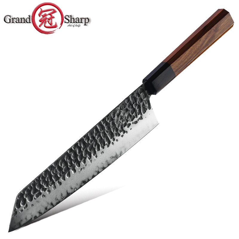 Japanese Chef Knives Set 3 Layers AUS-10 Steel Meat Cleaver Salmon Fish Filleting Santoku Knife GRANDSHARP: kiritsuke knife