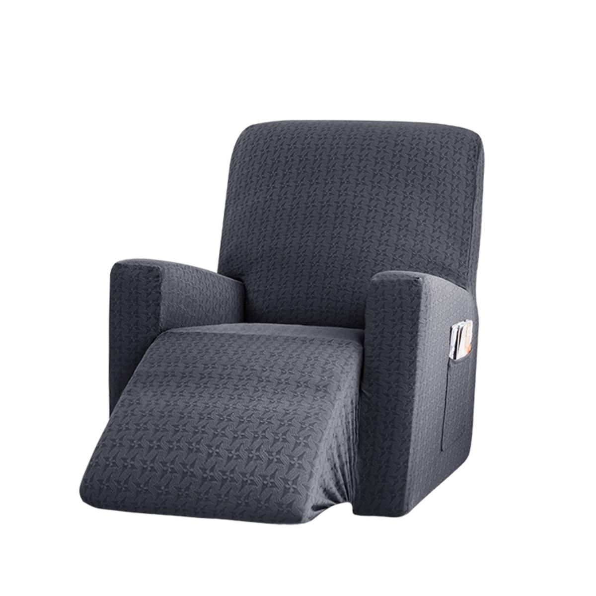 5- kleurige gebreide elastische, volledig beschermende stoelhoes met molenpatroon, stoelhoes voor fauteuil, massagestoel, relaxfauteuilhoes: Donkergrijs