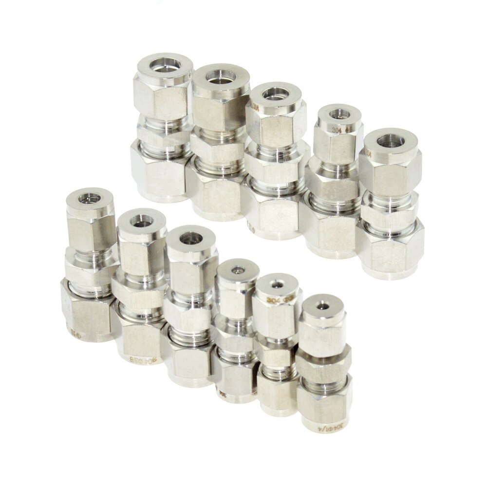 Compressor Fitting Reducer Union 1/8" 1/4" 1/2" 6mm 8mm 10mm 12mm OD Pipe Ferrule Tube Coupler Connector Stainless Steel 304