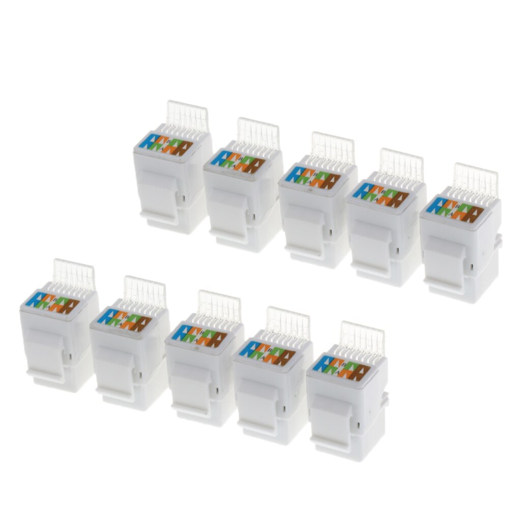 10x Keystone Jack Wall End Plug Cat6 Ethernet Network Module Adapter