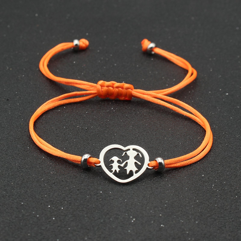 Handgemaakte Verstelbare Rood Touw Armband Roestvrij Staal Hartvormige Muzieknoot Charme Armbanden Voor Vrouwen Meisjes Sieraden: Orange