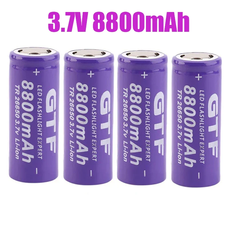 100% batería Original de 26650 8800mAh 3,7 V 50A batería recargable de iones de litio para linterna LED 26650 + cargador USB