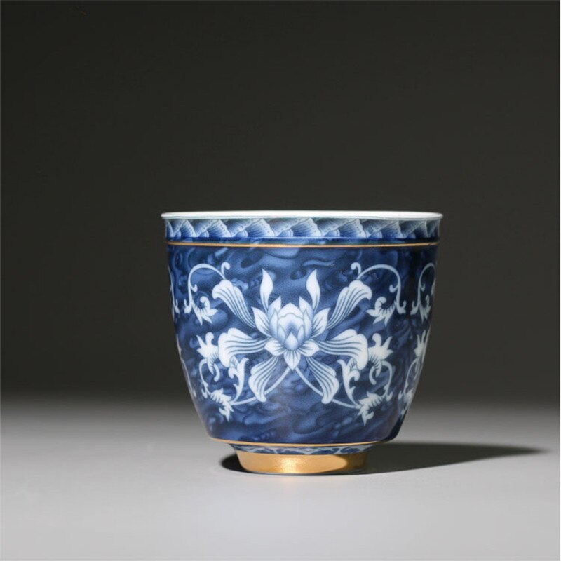 Kinesiska jingdezhen blått och vitt porslin tekopp liten teskål keramisk tekopp kaffe öl vinmugg drinkware: C