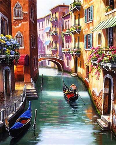 EverShine Painting By Numbers House DIY Kits Drawing Canvas Wall Art Landscape Hand Painted Home Decoration: SZES-2194