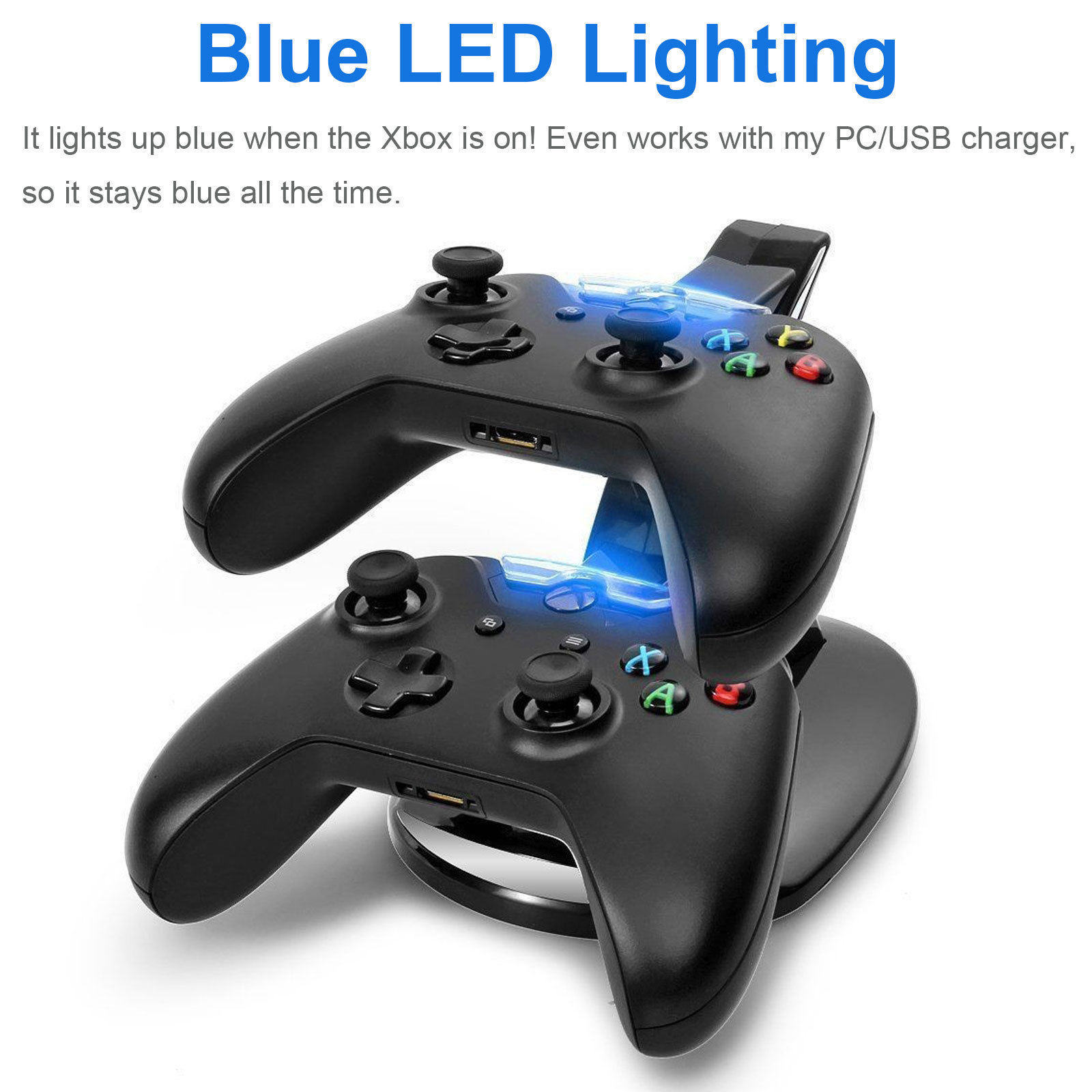 LED Dual USB Charging Charger Dock Stand Cradle Docking Station For -XBOX ONE S X SLIM Game Gaming Console Controller