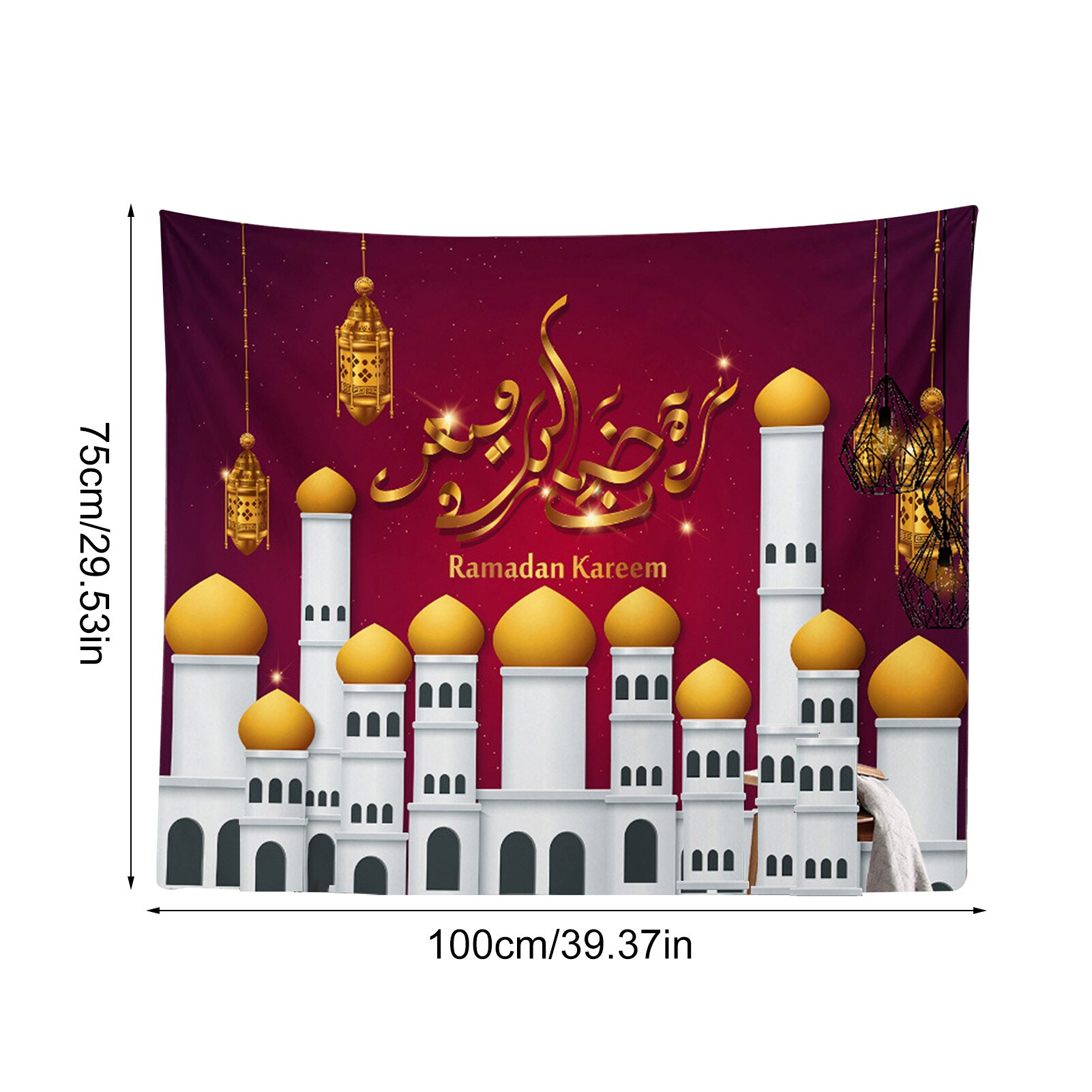 El musulmán Eid Mubarak imprimir tapiz impermeable de piel de melocotón oración comedor tapices para colgar en la pared Ramadán Kareem decoración de la habitación