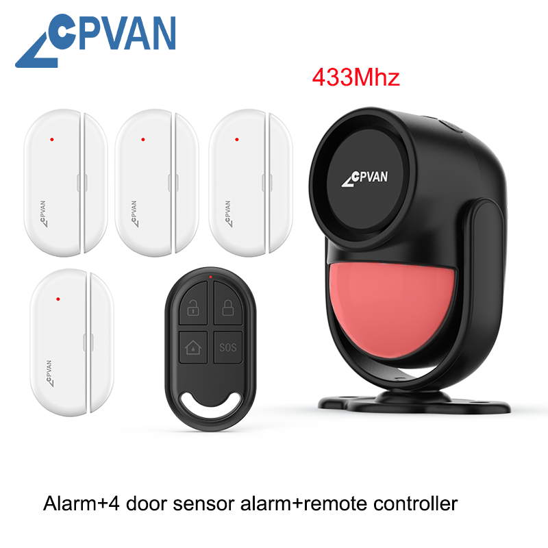 CPVAN Bewegingsmelder voor inbraakbeveiliging thuis Draadloze bewegingssensor met deursensoralarm en afstandsbediening: Bruin