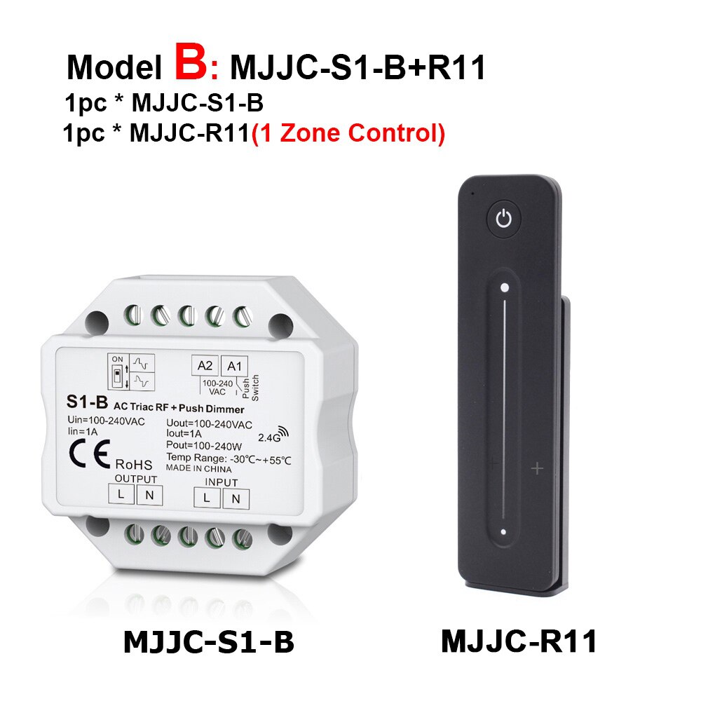 Led Dimmer 220V Ac Triac Dimmer 230V 110V Draadloze Rf Dimbare Push Schakelaar Met 2.4G Afstandsbediening dimmer Voor Led Lamp 220V Lamp S1-B: Model B