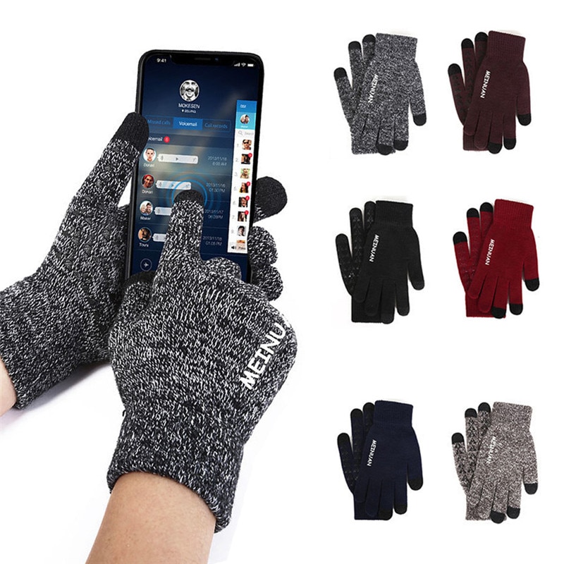 Gebreide Handschoenen Voor Mannen Winter Herfst mannen Touchscreen Handschoenen Fietsen Handschoenen One Size!