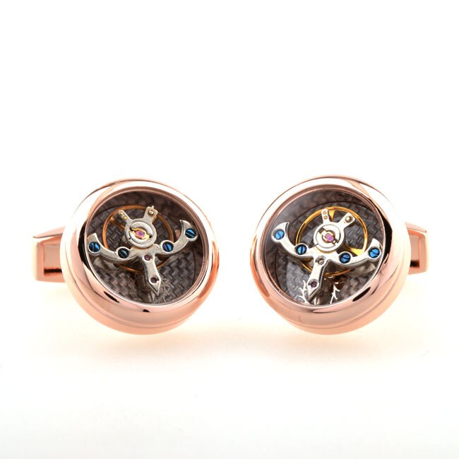 Lepton relógio mecânico funcional, turbilhão de abotoaduras masculino, botões de punho francês para homens, presente com frete grátis