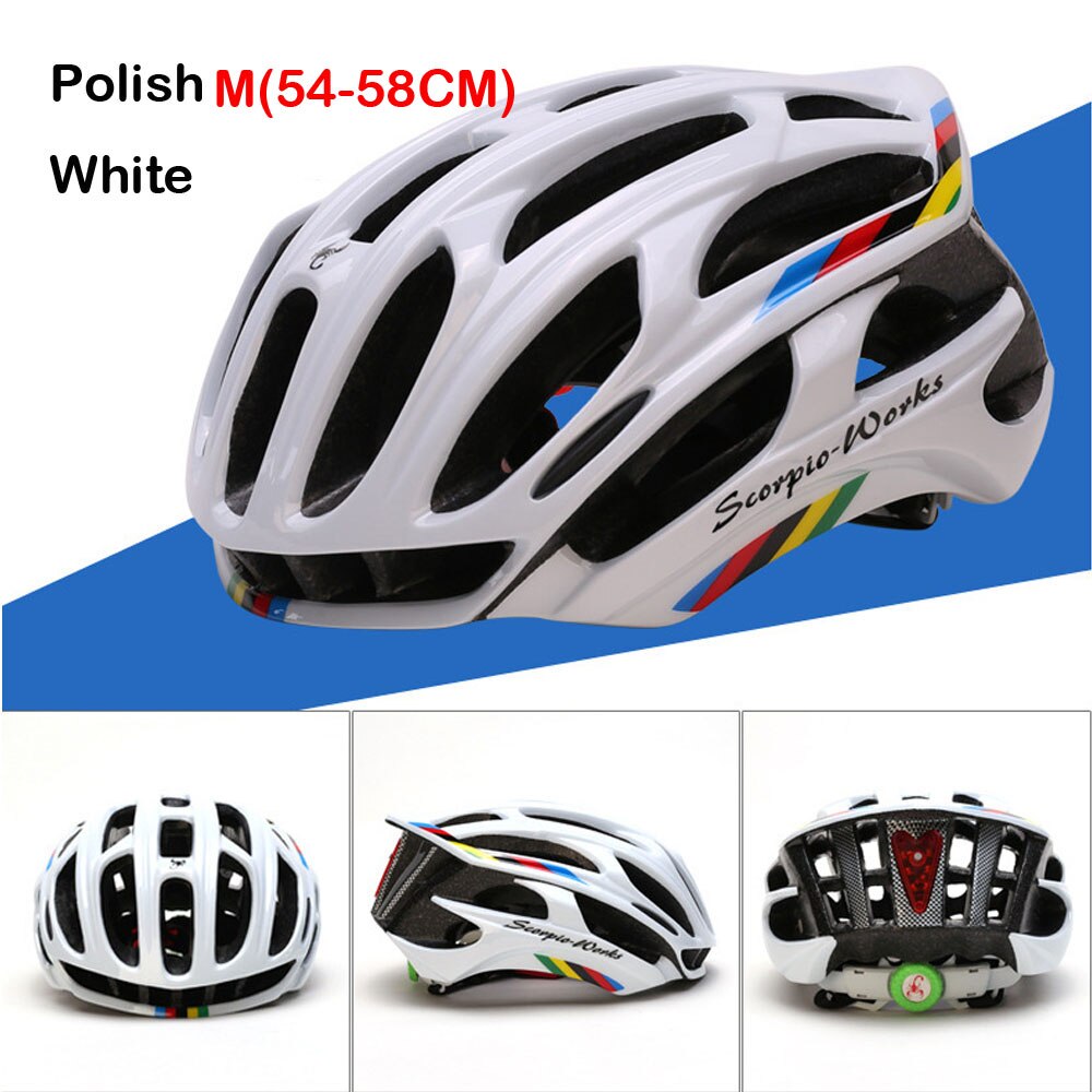 Mtb cykelhjelmdæksel med led-lys caschi ciclismo capaceta da bicicleta capaceta hjelm cykel cykelhjelme  ac0119: Farverig 03