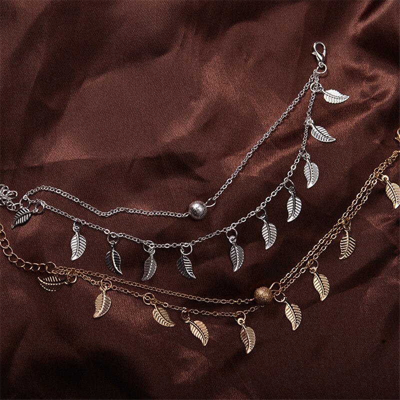 Bohemian Layer Ketting Maan Armband Op Been Enkelbanden Voor Vrouwen Vintage Zilver Kleur Verstelbare Metalen Enkelband Beach Sieraden