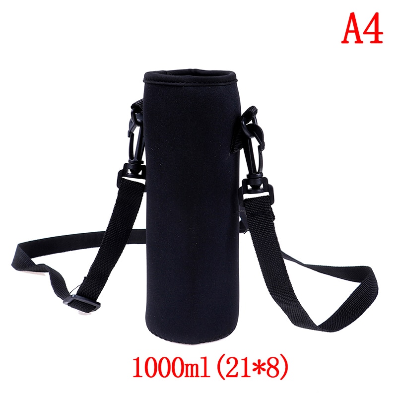 420-1500ml vesipullon kansi pussi pussi w/hihna neopreeni vesipussin pidike olkahihna musta pullon kantajan eristyspussi
