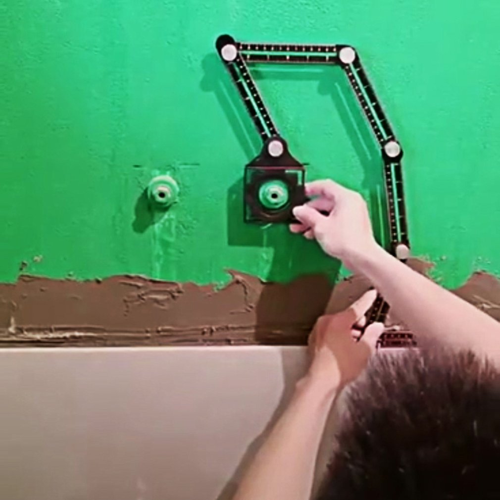 Aluminum Alloy Multi Angle Measuring Six-Fold Ruler Positional Locator Universal Trepanning Lineation Tile Glass Punching Tool