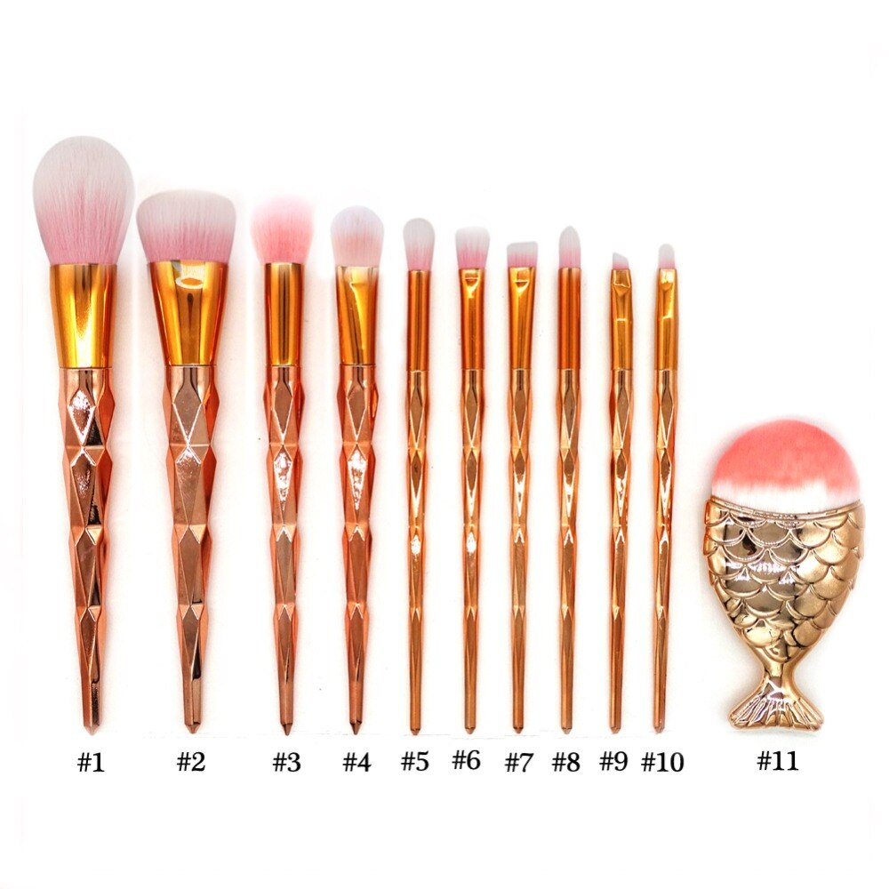 1 stk diamant sminkebørster sett pudderfoundation øyenskygge blush blending kosmetikk skjønnhetssminke børsteverktøysett