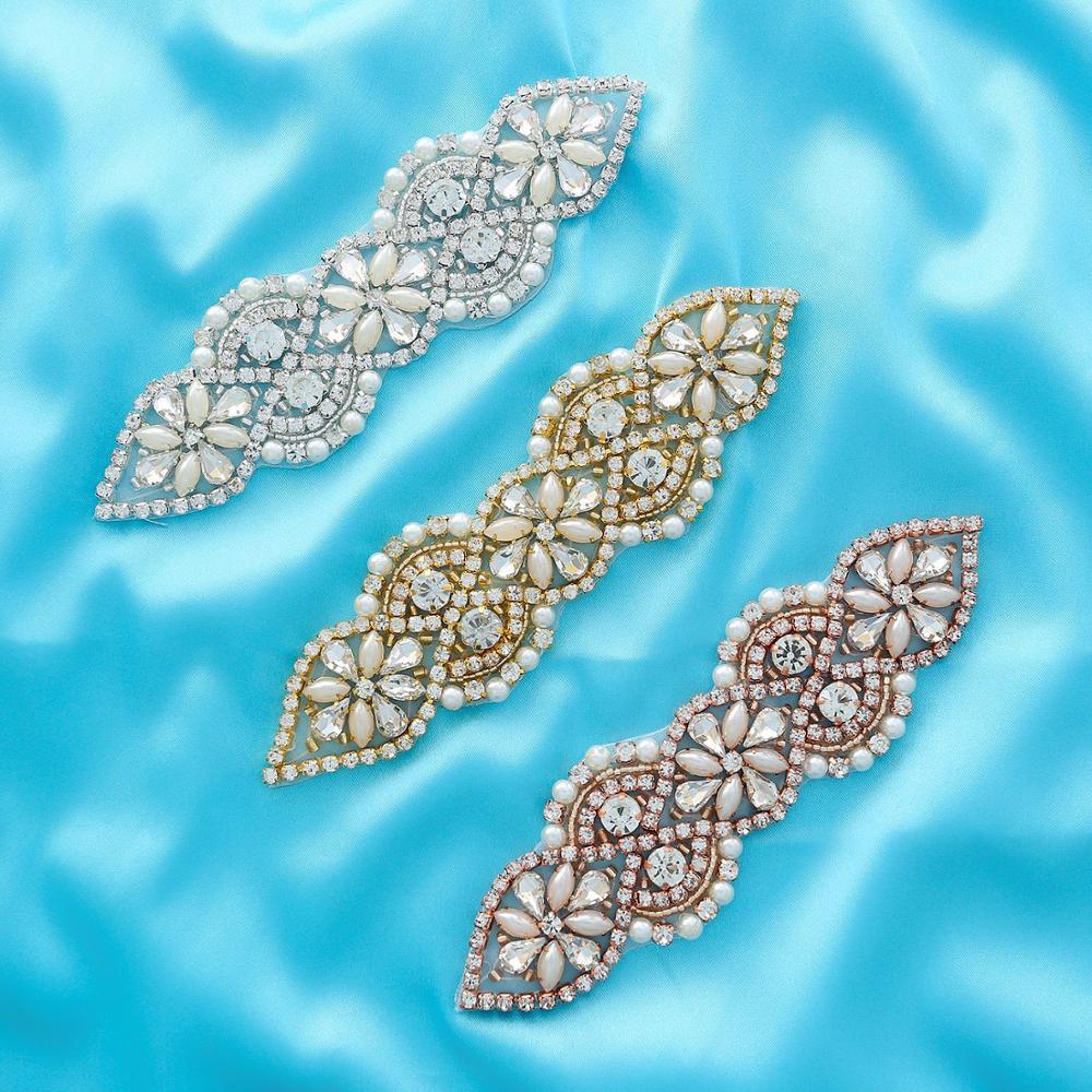 Silver Gold Rhinestone Crystal Applique Trouwjurk Riem Bruids Sjerp Bruidsmeisjes Riem Beade Trouwjurk Accessoires