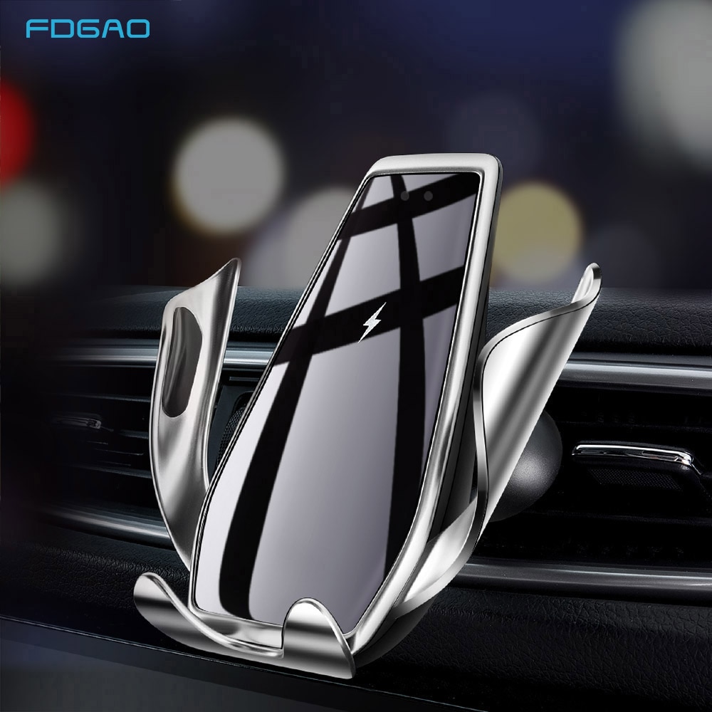 FDGAO 15W Car Wireless Phone Charger Automatic Clamp Qi Fast Charge Mount Holder for iPhone 11 Pro XS XR X 8 Samsung S20 S10 S9