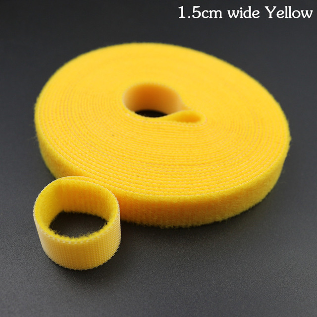 3 M Reusable Nylon Adhesive Fastener Tape Back to Back Power Wire Hooks Loops Fasteners Cable Ties Curtain Straps Magic Tape: 1.5CMx3M Yellow