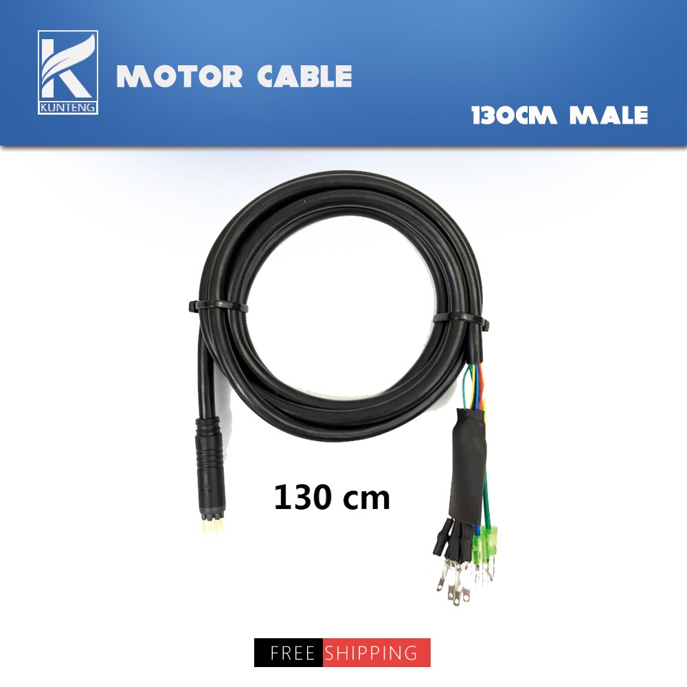 Ebike Julet Waterproof Cable 9 Pin e Bike Conversion Line Extension Adapte Cable 250W/350W/500W For Electric Bike Conversion Kit: 130cm Male