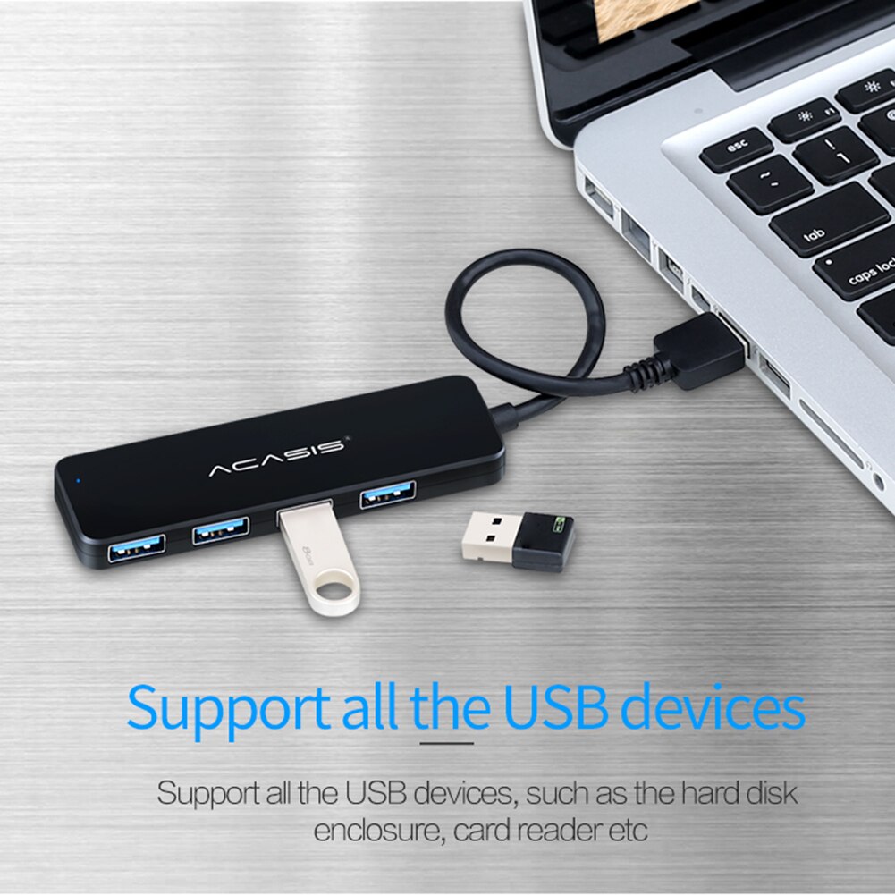 Portable 4 Port USB 3.0 HUB Splitter Multi USB Power Expander Adapter for Mouse Keyboard Scanner