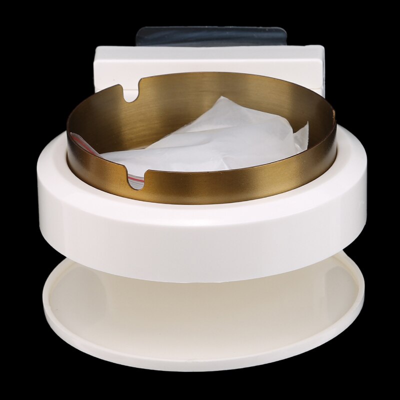 Wandmontage Asbak Thuis Roestvrij Staal Voor Wandmontage Asbak Gat-Gratis Opknoping Asbak Waterdichte As Opslag Asbak: Round gold