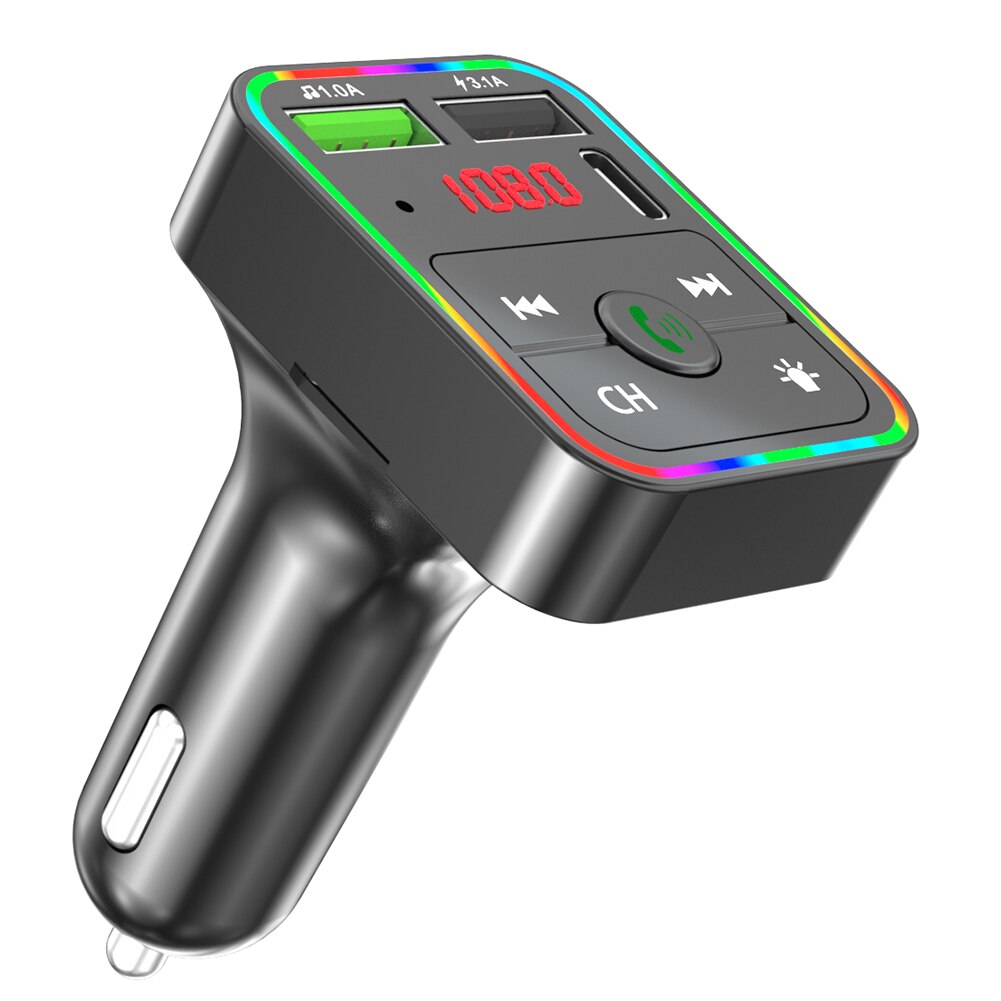 F2 Car Bluetooth FM Transmitter MP3 Player USB Charger w/ Colorful LED Backlight Bluetooth FM Transmitter Car Player Kit