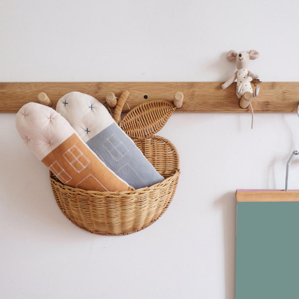 Panier de rangement en rotin en osier tissé à la main, en forme de pomme, pour vêtements d&#39;enfants, support suspendu pour jouets, support organisateur, décoration murale, photographie