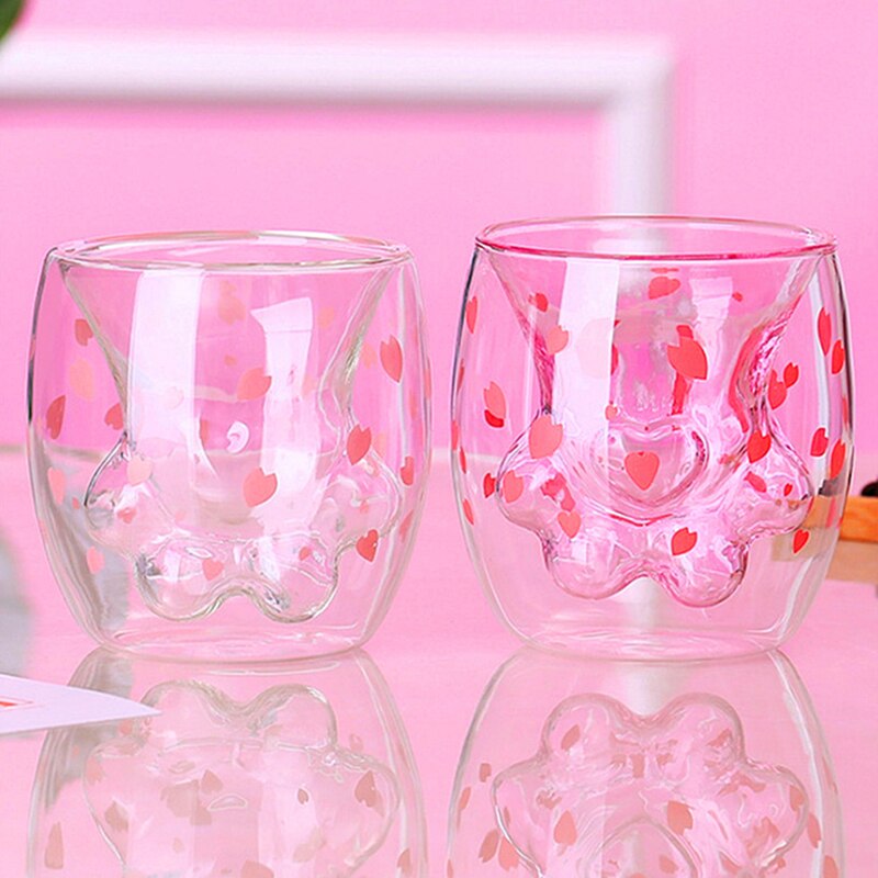 gatto artiglio/zampa tazza Doppio bicchiere caffè tazza cartone animato carino gatto latte succo tazza bar