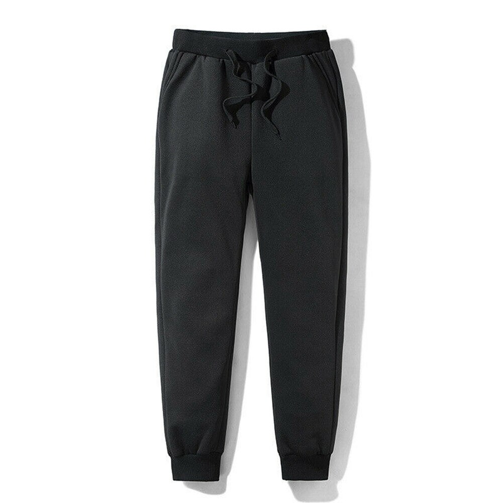 Mannen Dikke Fleece Thermiek Broek Outdoor Winter Warm Casual Broek Joggers Sport ASD88: Black / XXL