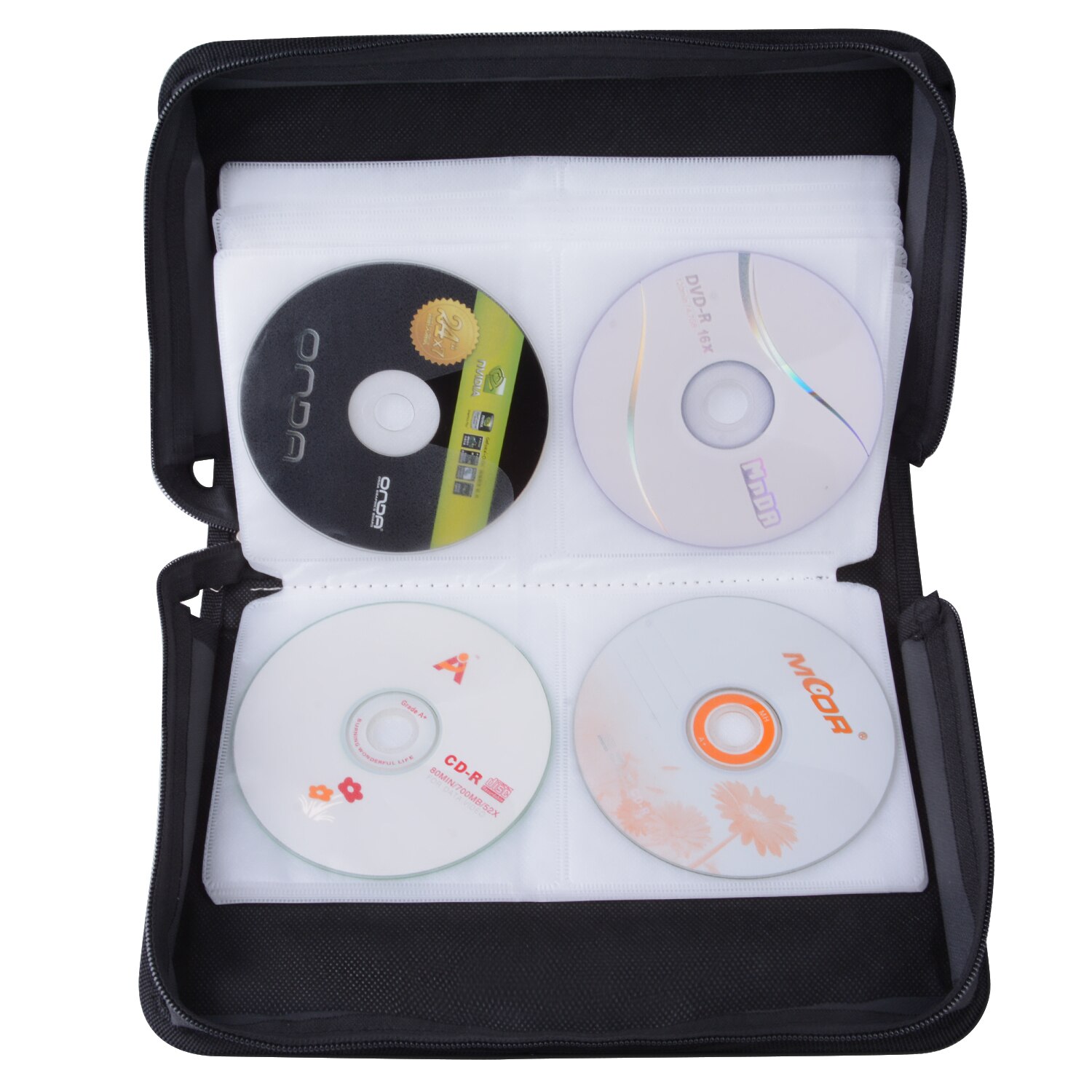 Cd-taske cd-kasse 128 cd'er bil-diskopbevaringstaske cd-tegnebog dvd stor kapacitet rejseboks lynlås pladsbesparende holder hjemme