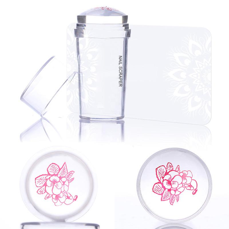 1Pc ongles Art modèles clair gelée Silicone ongles estampage plaque grattoir avec capuchon Transparent ongles Stamper ongles Art outils