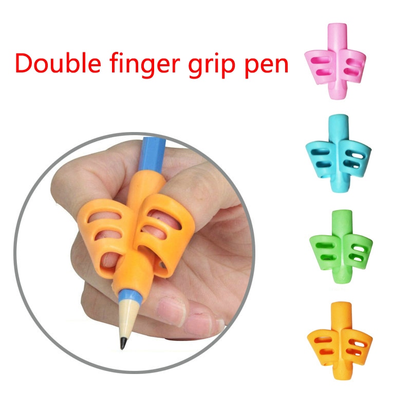 1 stk /3 stk baby læringsværktøj silikone skrive pen legetøj til børn skrivekorrektionsenhed papirvarer fingerholder