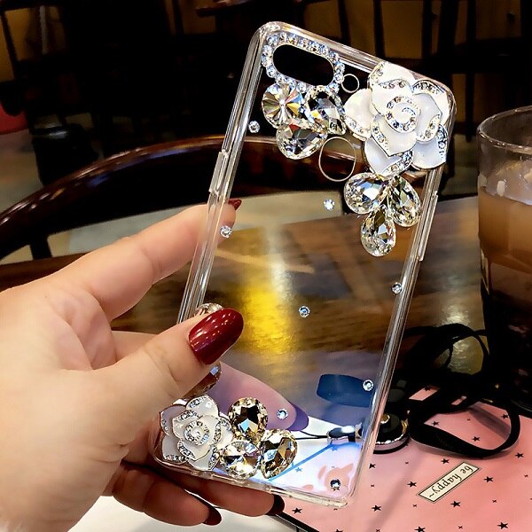 Bloem Rhinestone Case Voor Iphone 12 Pro Max Gevallen Telefon Kilifi Diamant Voor Iphone 12pro 6.1 Clear Stone coque: For Iphone 12 MAX / WHITE