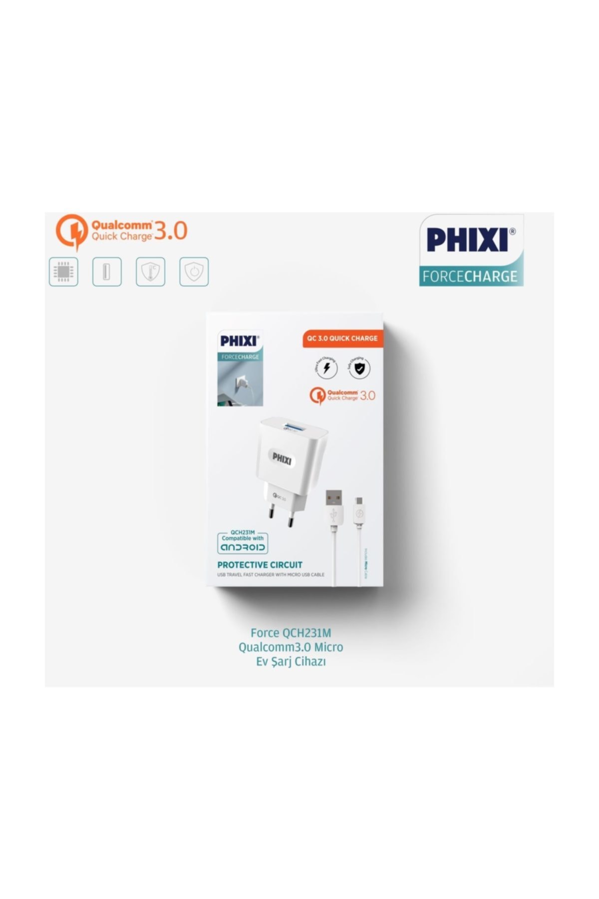 Phixi Phıxı 3.0 Amps Qc Type-c Ph Fast Charging Adapter Data Cable PRA-1132308-556082