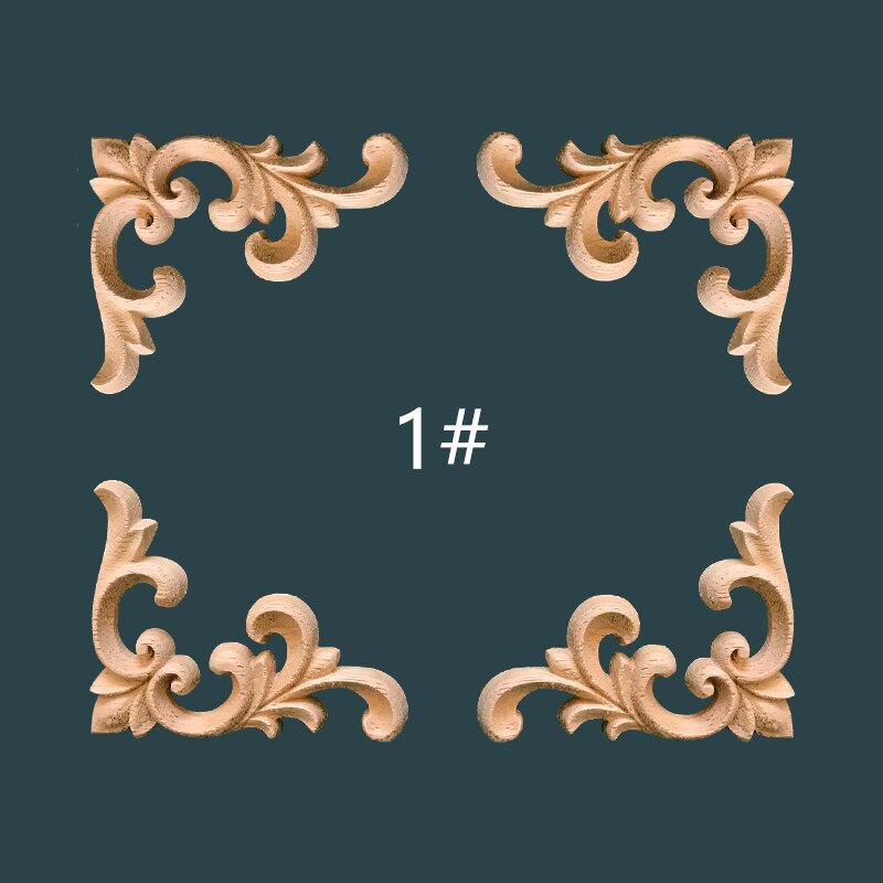 Onlay houten lijstwerk houtapplicatie houten hoekbloem ongeverfd modern houtsnijwerk gesneden houten hoekmeubeldecoratie