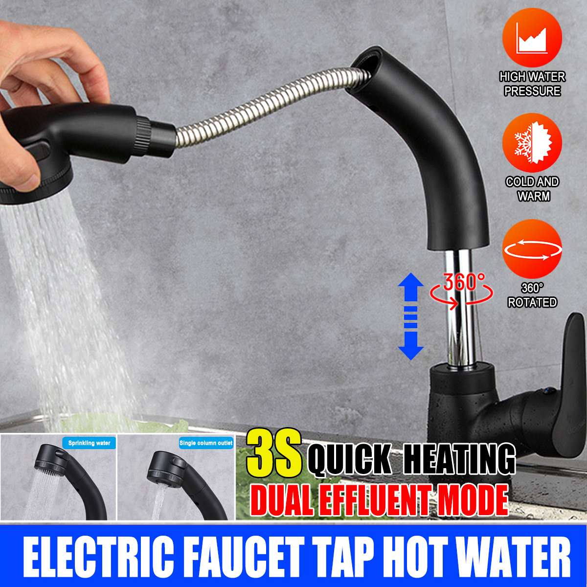 Kitchen Mixer Taps Pull Out 360°Swivel Spout Spray Sink Basin Brass Faucet water mixing valve bathroom tap Pull Out Faucet