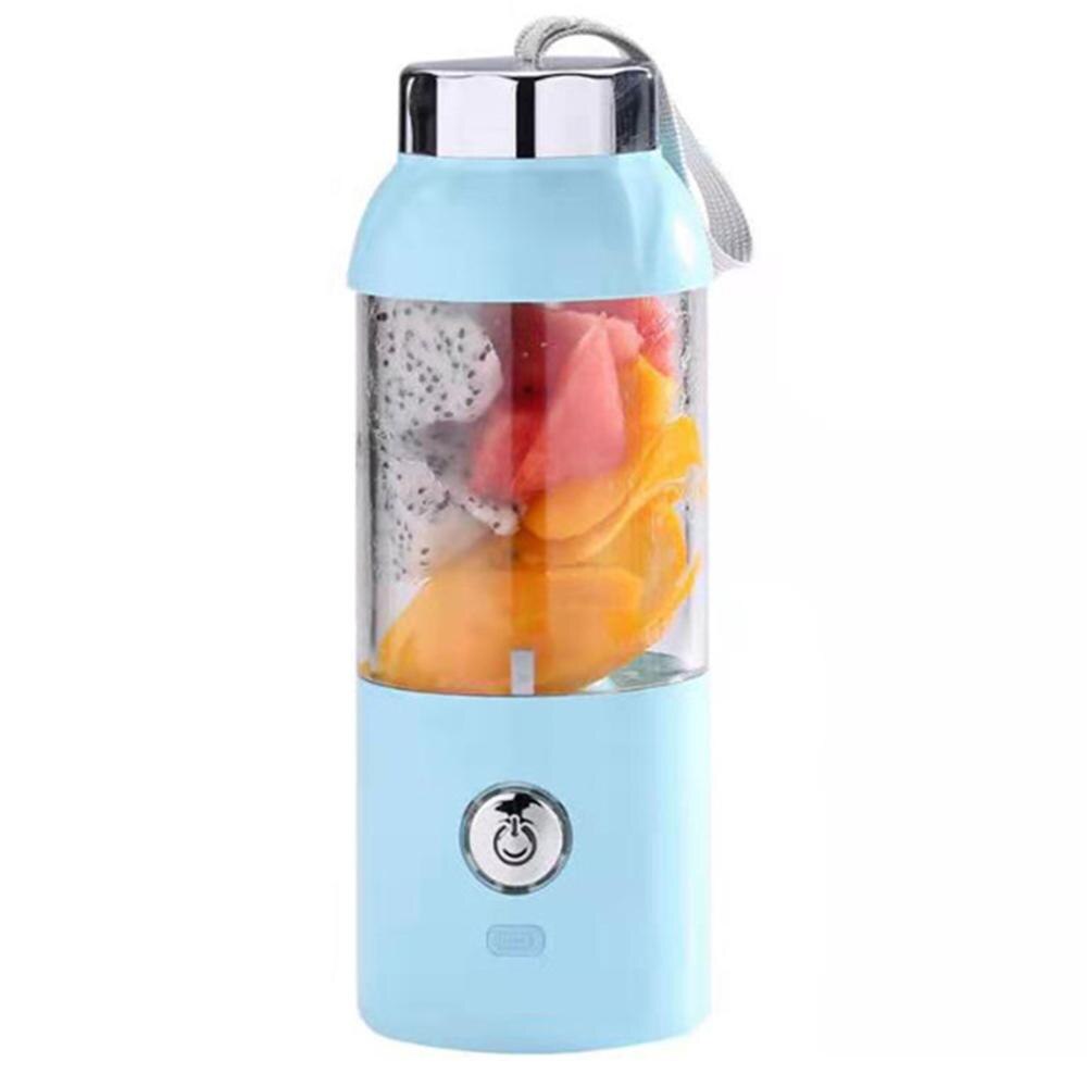 500ML Household Juicer Fruit Shake Mixer Mini Portable Multi-Function USB Charging Juicer Cup Fruit Electric Juice Mixing Cup: Blue
