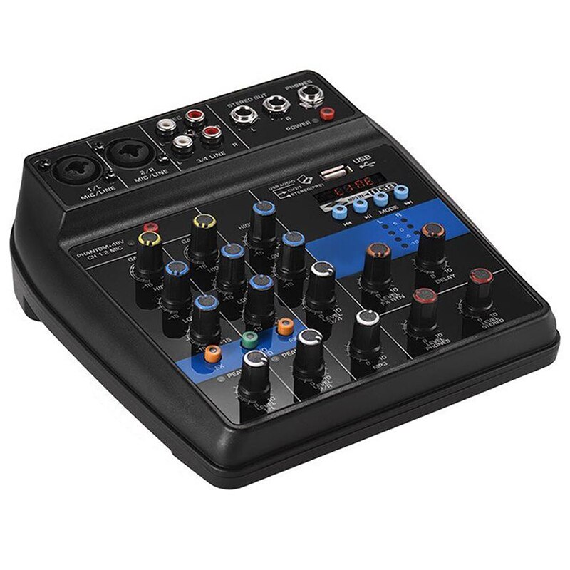 3C-Portable 4 Kanalen Usb Mini Sound Mixing Console Audio Mixer Versterker Bluetooth 48V Phantom Power Voor Karaoke Ktv wedstrijd: Default Title