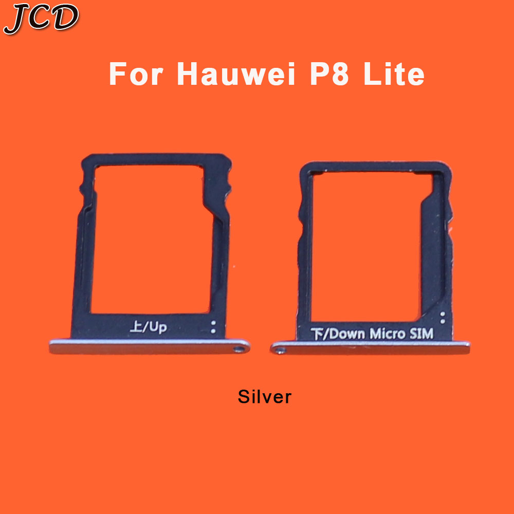 JCD para Huawei P8 Lite/P8 Lite tarjeta SIM Micro SD bandeja soporte ranura para tarjeta adaptador de piezas de reparación: P8 Lite-Silver