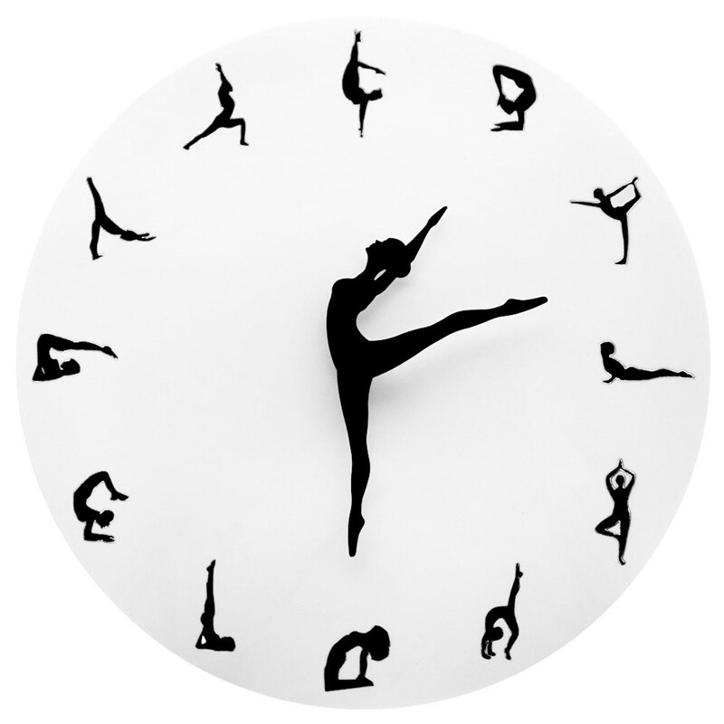 Timelike-horloge murale Yoga danse fille | Horloges en acrylique, 30x30 cm pour