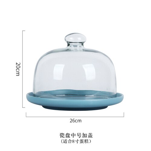 Creatieve Keramiek Cake Pan Glas Cover Dessert Display Lade Cake Decorating Gereedschap Cake Stand Set Kitchen Aid Accessoires: R