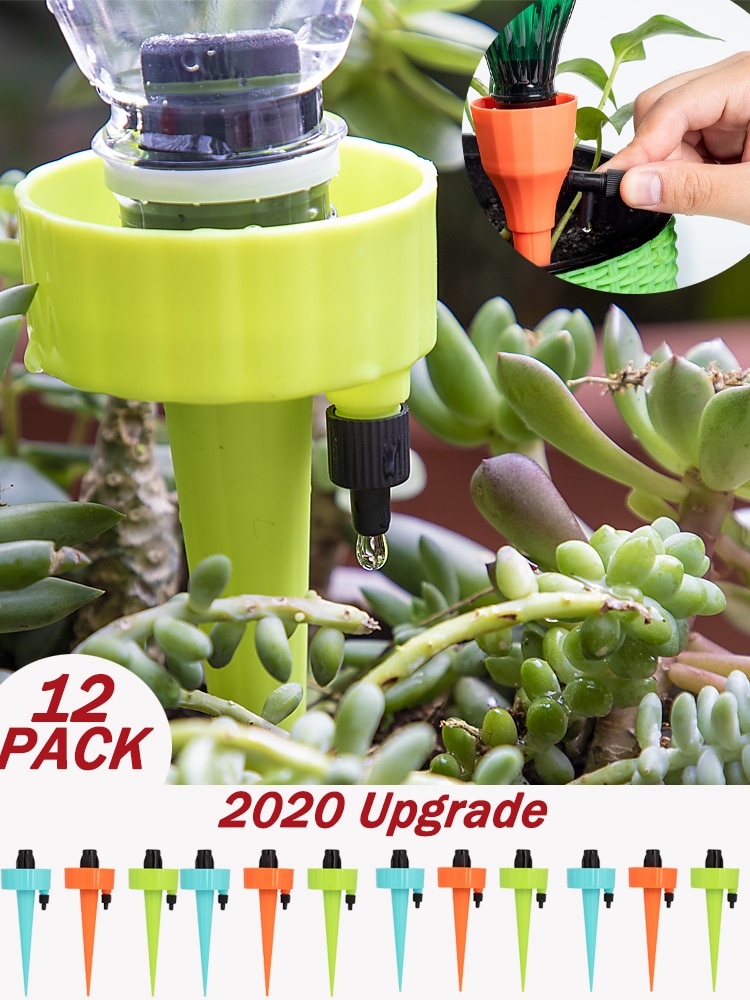 12pcs Garden Self-contained Auto Drip Irrigation Drippers Watering System For Plants Flower Household Adjustable Timing Ripper