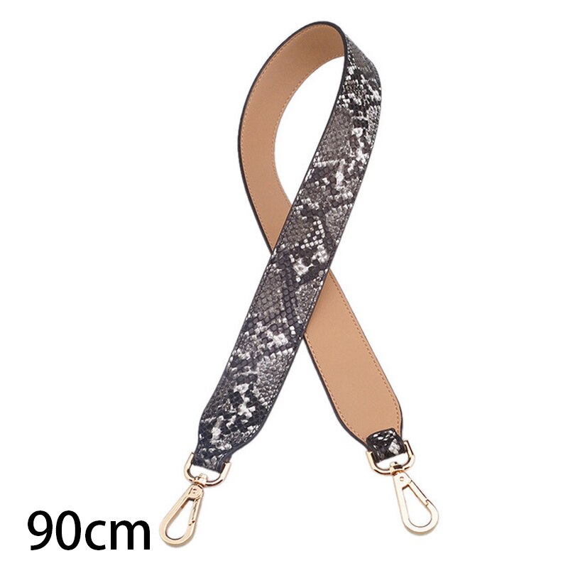 90cm Serpentine Strap Replaceable PU Leather Handle Accessories for Women Shoulder Bag Straps Multicolor DIY Belt: Serpentine Khaki / Silvery Buckle