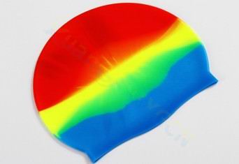 adult adolescent Silicone swimming cap swimming hat hair cap waterproof silicone swimming cap: Rainbow