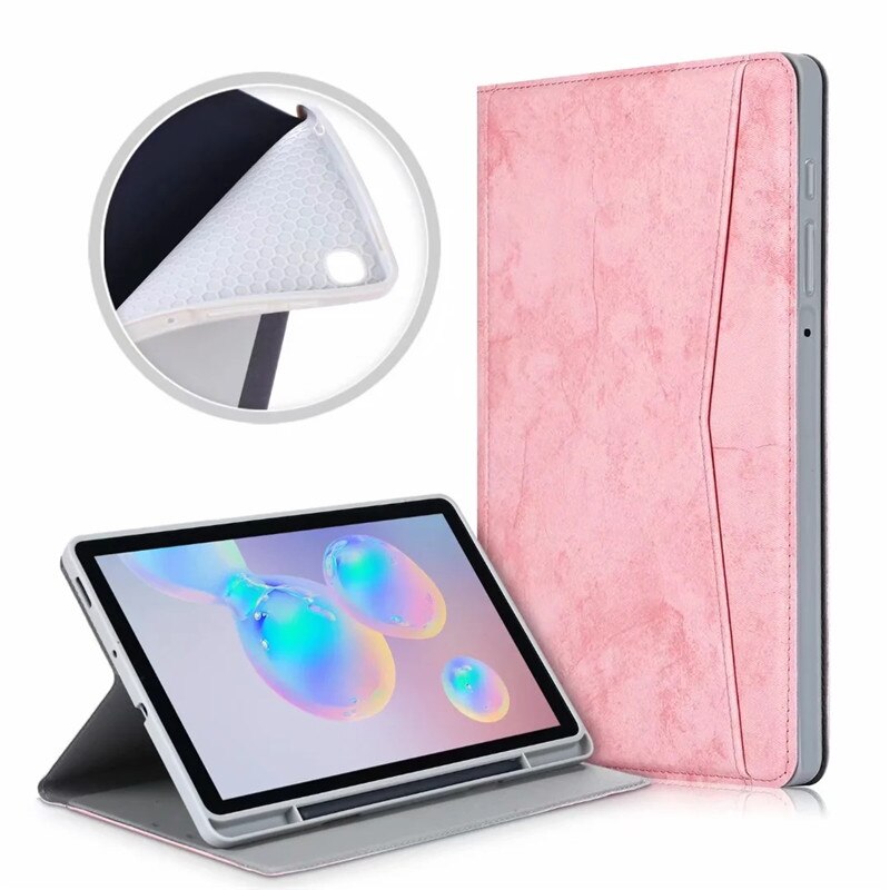 Tablet Case with Pencil Holder for Galaxy Tab S6 Lite 10.4" SM-P610 P615 Capa Smart Leather Auto Sleep/Wake Funda with: P610-Pink