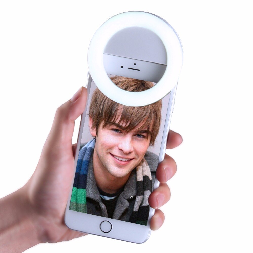 Draagbare LED Selfie Ring Licht Oplaadbare SmartPhone LED Flash Light Selfie Lichtgevende Ring Met USB Opladen voor iPhone Samsung