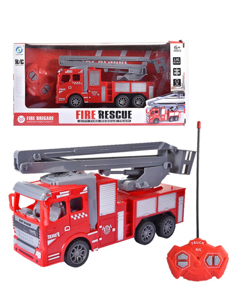 Afstandsbediening Brandweerwagen 4-Kanaals Afstandsbediening Handleiding Ladder Brandweerwagen Speelgoed Auto 'S Voertuigen Met Verlichting Voor Jongens meisjes Kids