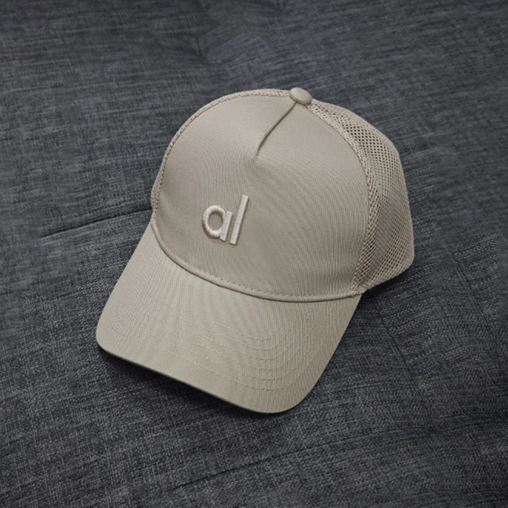 AL European American Mesh Cap District Trucker Hat Unisex Embroidered Yoga Baseball Cap Outdoor Sun Protection Mesh Cap: army green