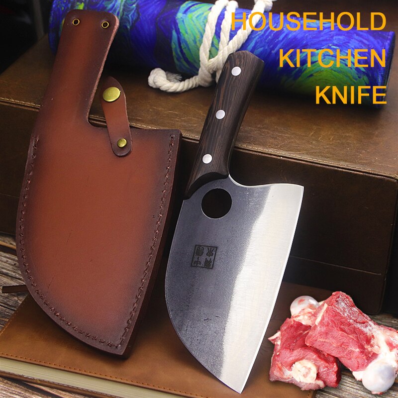 Longquan 6.5-inch manual forging kitchen knife household thickening chopping dual use chef&#39;s knife cutting meat for ladies
