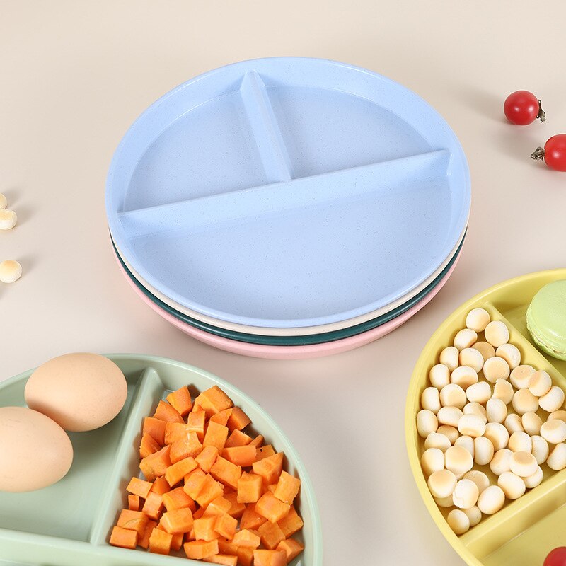 Breakfast Plate Dividing Plate Fat Loss Plate Separation Plastic Plate Slimming Meal Quantitative Plate Three Grids for Home